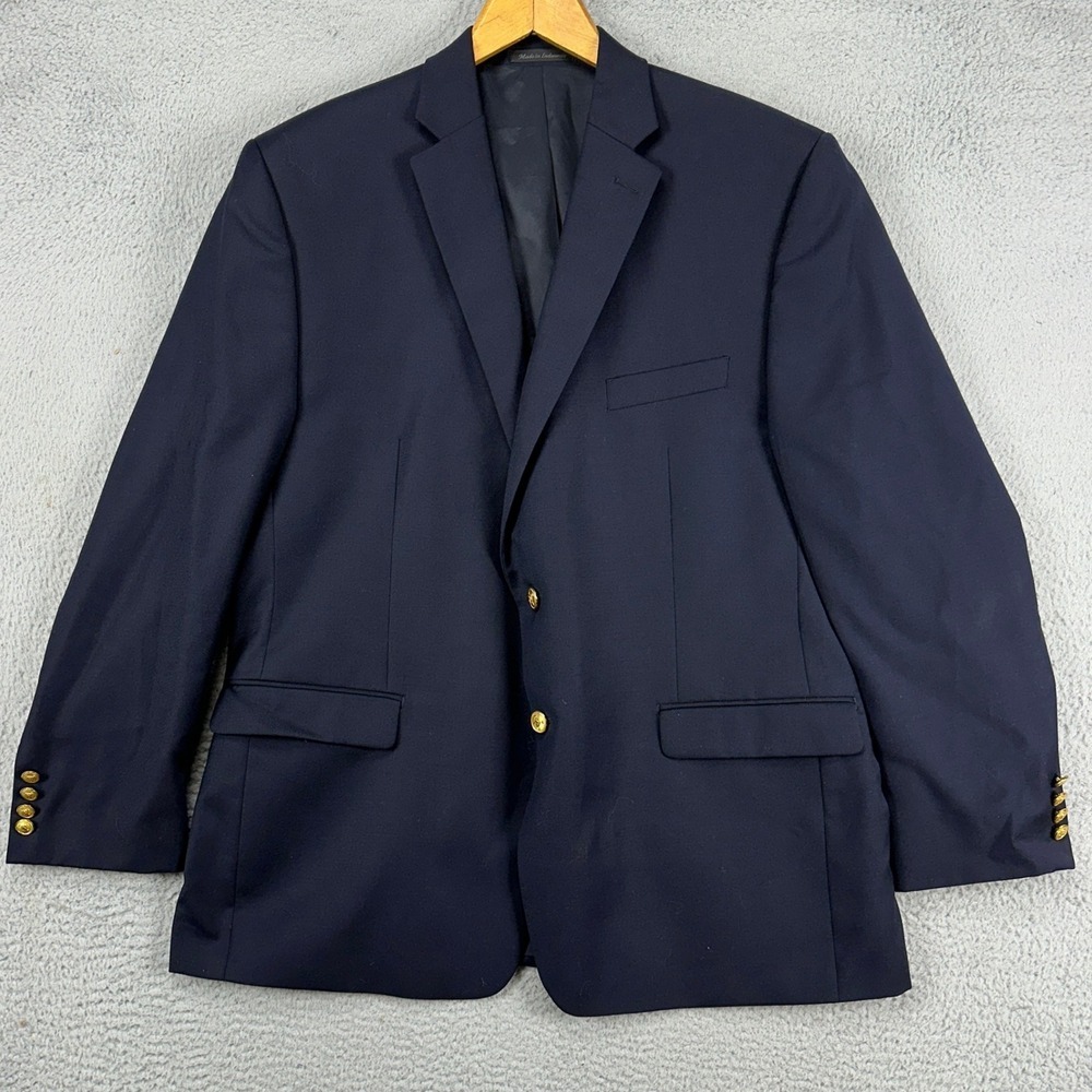 Lauren Ralph Lauren Mens Nautical Sport Coat Jacket 46R Navy Gold Button Blazer
